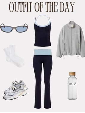Halo Black and Light Blue Stretch Camisole Tank